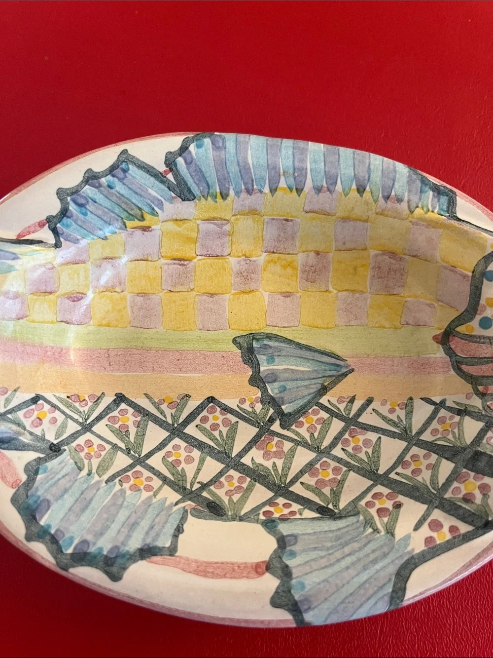 Vintage 1983 Mackensie Chaild Hand-Painted Decorative Fish Plate